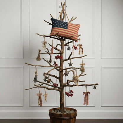 Primitive American Flag Pillow Ornament - 4" x 6" Rustic Patriotic Decor - The Primitive Pineapple Collection
