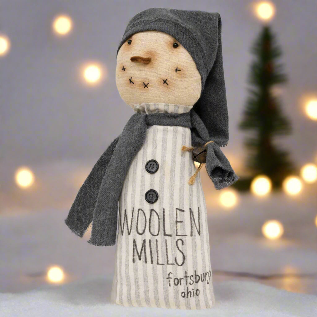 Primitive 12” Woolen Mills Stump Snowman Doll