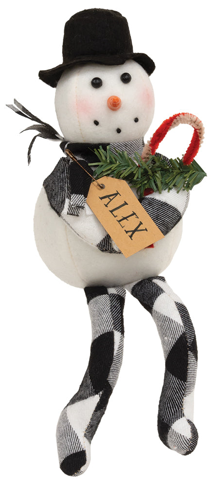 Primitive Christmas Alex Snowman Doll 10&quot;