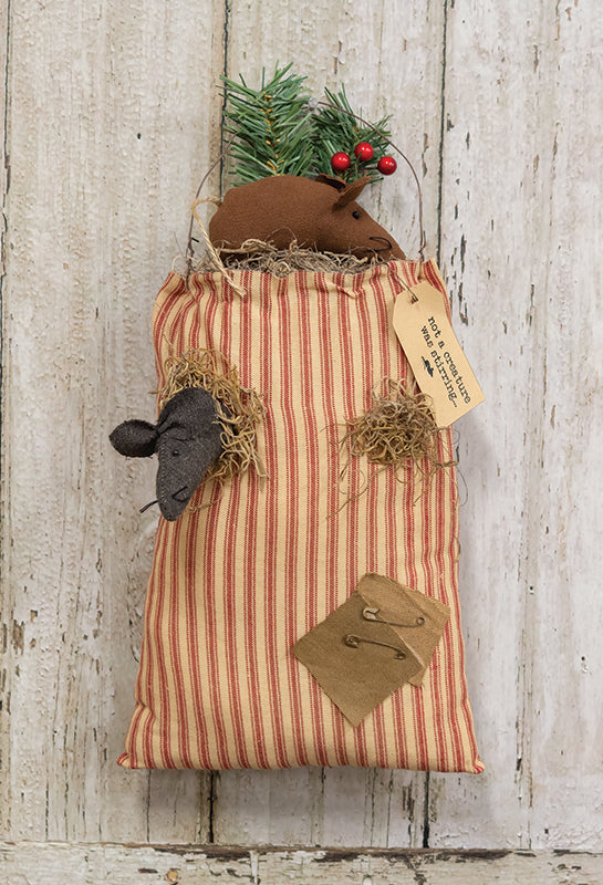Primitive Christmas Not A Creature Was Stirring Mouse Goodie Bag 12"