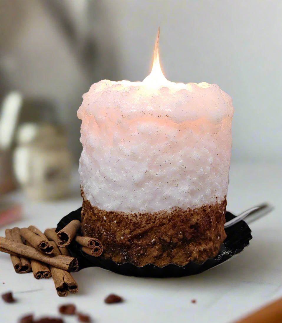 Primitive/Country Handcrafted Electric Hearth Candle Cinnamon Fried Ice Cream 5" x 4’5" - The Primitive Pineapple Collection
