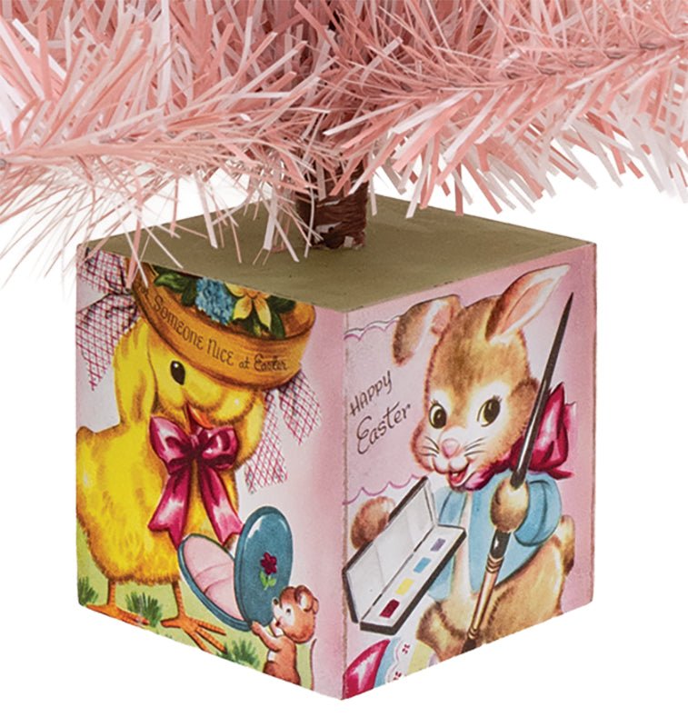 Primitive Retro Spring Easter Pink Easter Tree - 18.5" - The Primitive Pineapple Collection