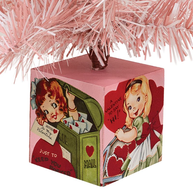 Primitive Retro Spring Vintage Pink Valentine Tree - 18.5" - The Primitive Pineapple Collection