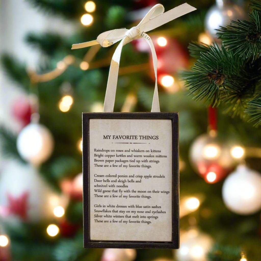 Ragon House Christmas Vintage Look My Favorite Things Sign Ornament - The Primitive Pineapple Collection