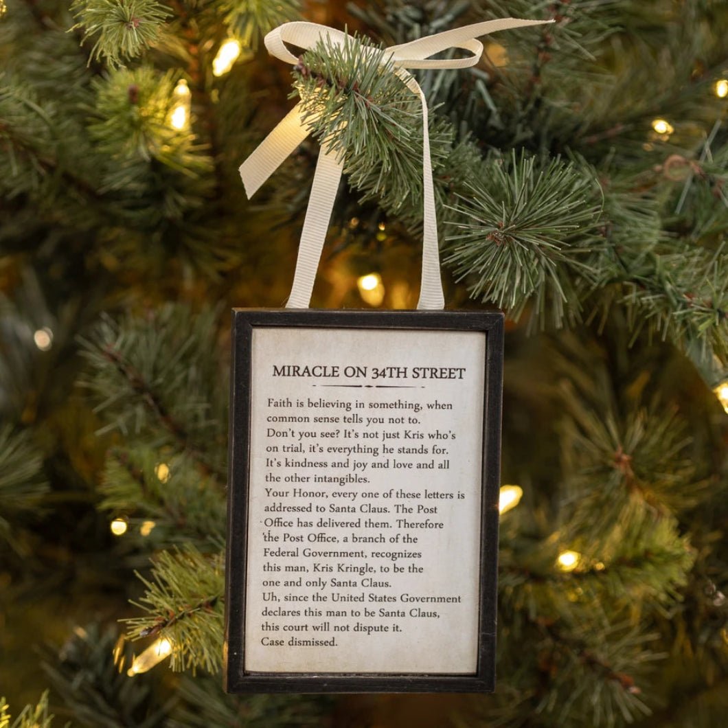 Ragon House Miracle on 34th Street Vintage-Look Christmas Sign Ornament - The Primitive Pineapple Collection