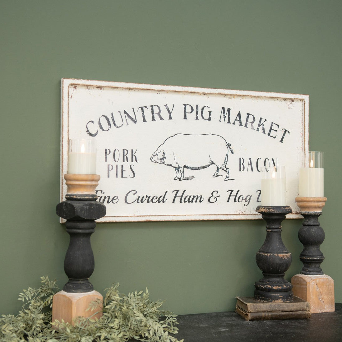 Primitive Ragon House Country Pig Farmhouse Sign 32" - The Primitive Pineapple Collection