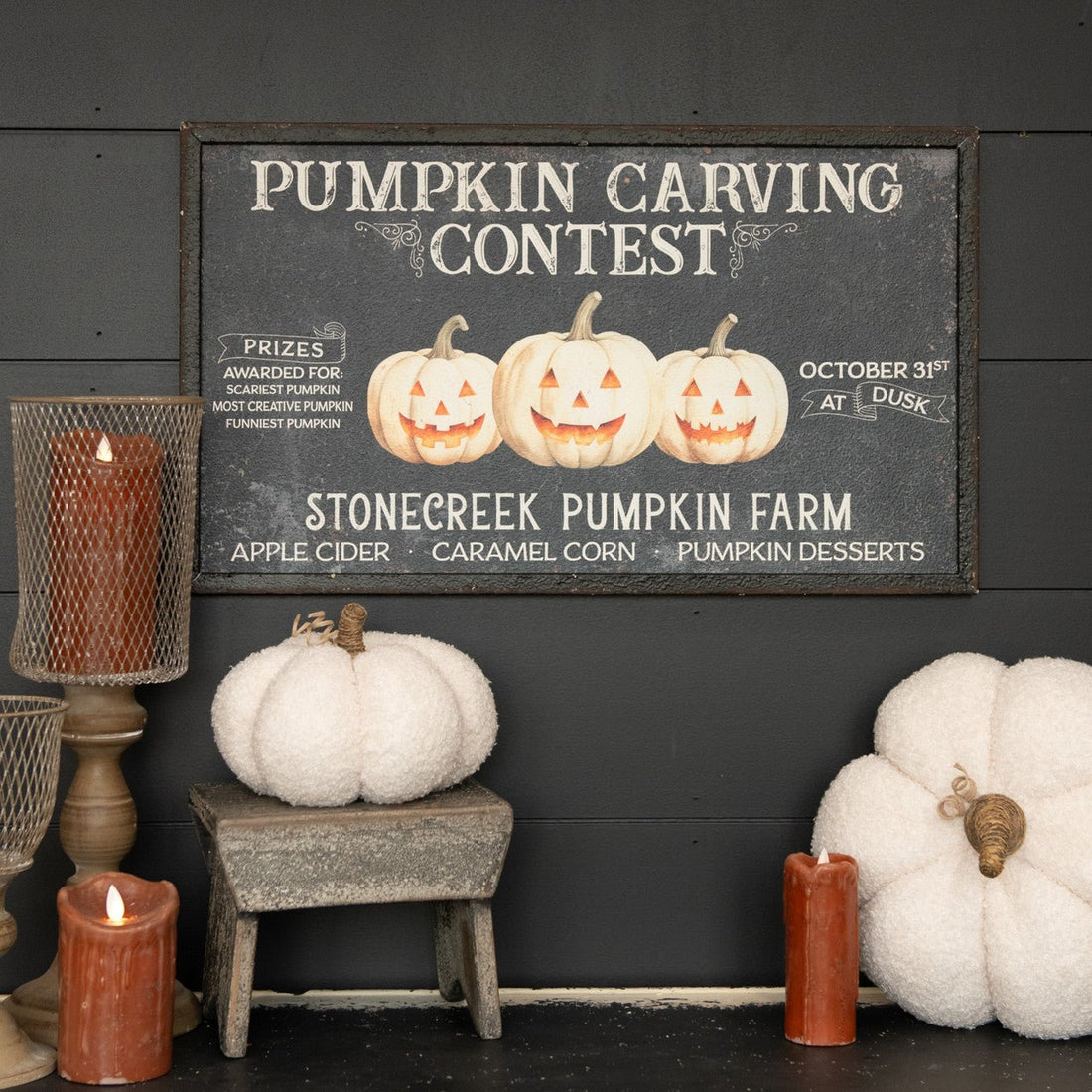 Ragon House Halloween 24" Pumpkin Carving Contest Metal Sign - The Primitive Pineapple Collection