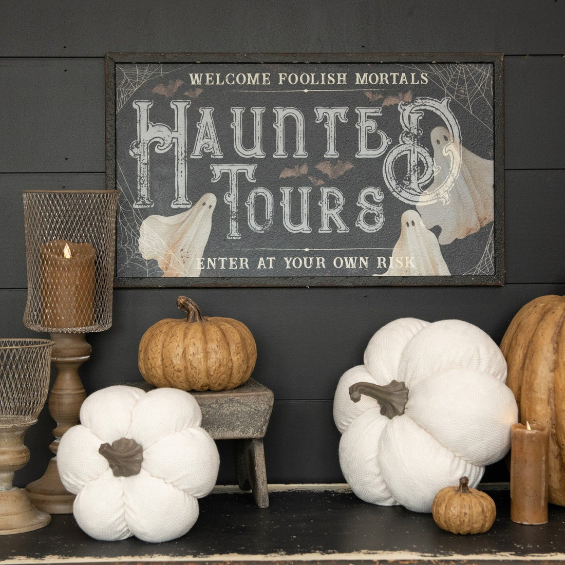 Ragon House Halloween 24"Haunted Tours Metal Sign - The Primitive Pineapple Collection