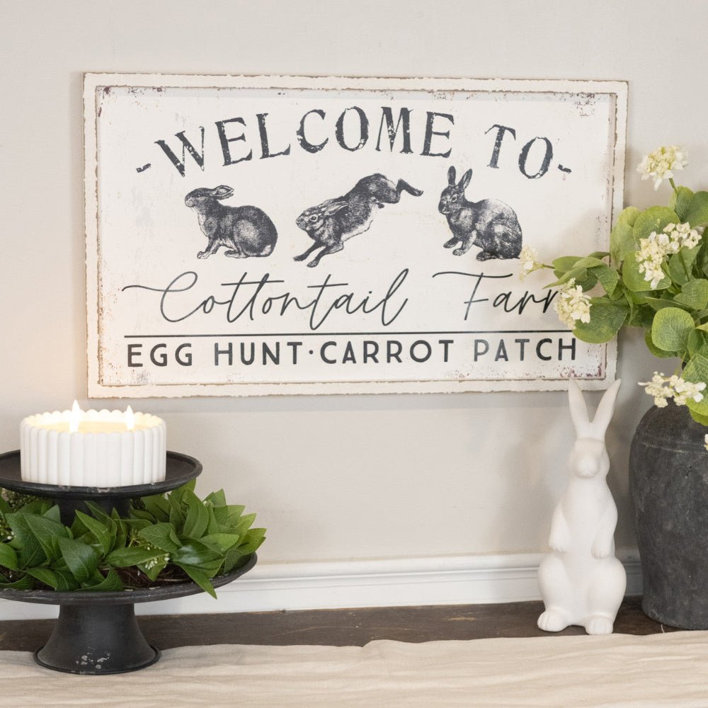 Primitive Ragon House Easter Spring 24” Welcome to Cottontail Farm Sign - The Primitive Pineapple Collection