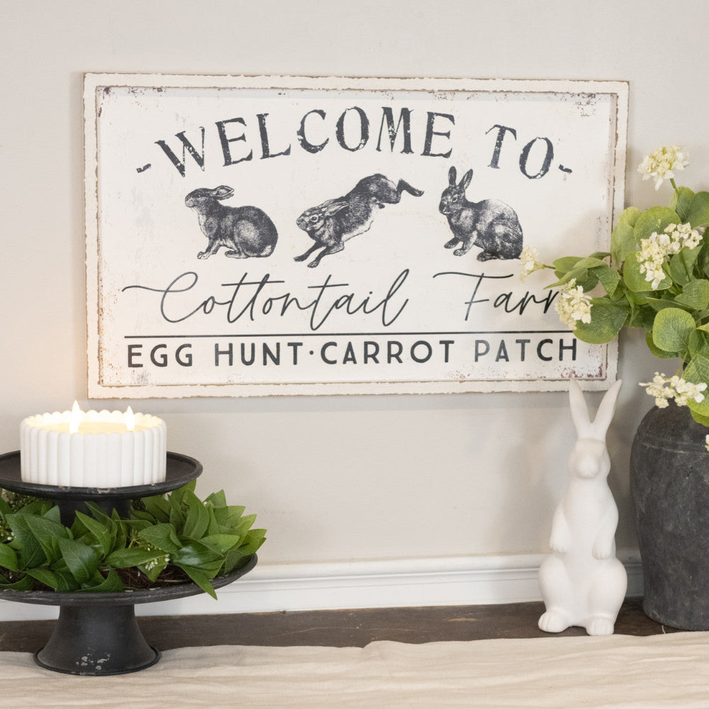 Primitive Ragon House Easter Spring 24” Welcome to Cottontail Farm Sign