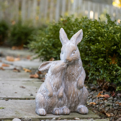 Primitive Ragon House Spring Easter Vintage Look 14&quot;Snuggling Bunnies Statue