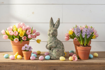 Primitive Ragon House Spring Easter 16.75" Aged Green Garden Bunny - The Primitive Pineapple Collection