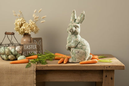 Primitive Ragon House Spring Easter 16.75" Aged Green Garden Bunny - The Primitive Pineapple Collection