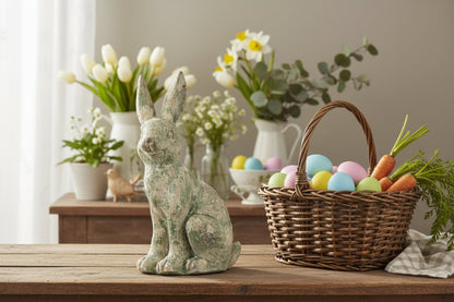 Primitive Ragon House Spring Easter 17.75" Aged Green Garden Bunny - The Primitive Pineapple Collection