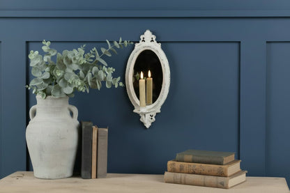 Farmhouse Ragon House 14.75" Oval Mirror Taper Candle Wall Sconce - The Primitive Pineapple Collection