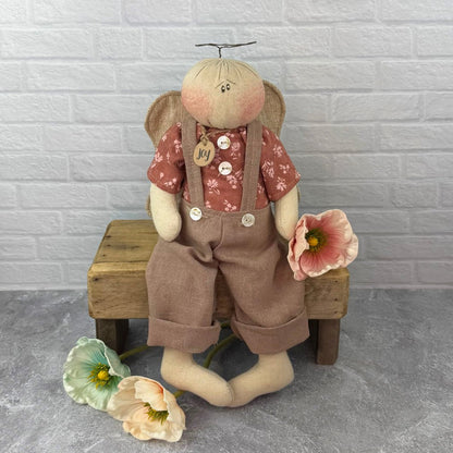 Honey and Me Farmhouse Joy the Inspirational Angel Boy 15&quot; - The Primitive Pineapple Collection
