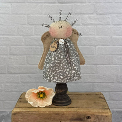 Honey and Me Farmhouse Believe the Inspirational Angel Doll on Small Spindle - The Primitive Pineapple Collection