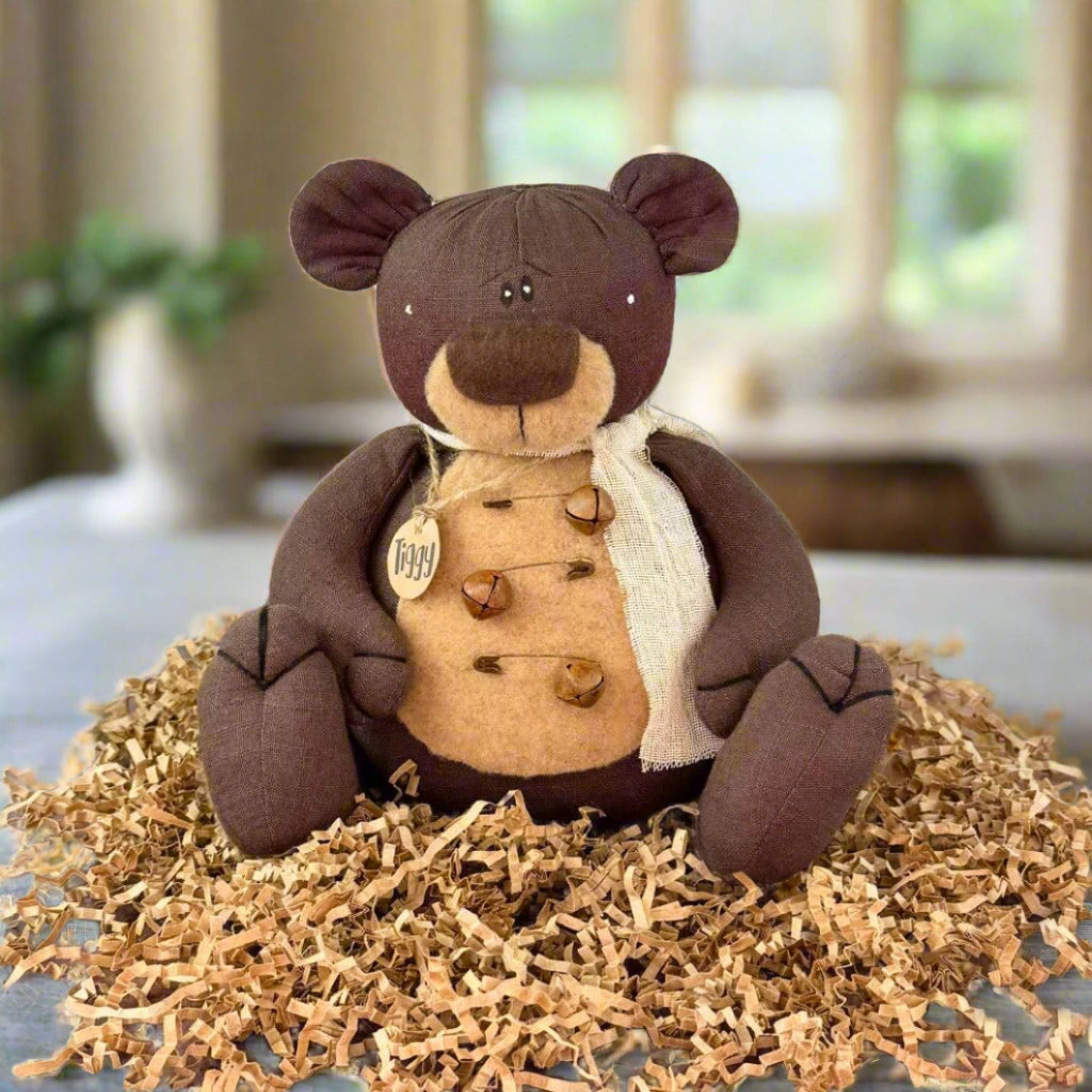 Honey and Me Farmhouse Tiggy the Tattered Teddy Bear - The Primitive Pineapple Collection