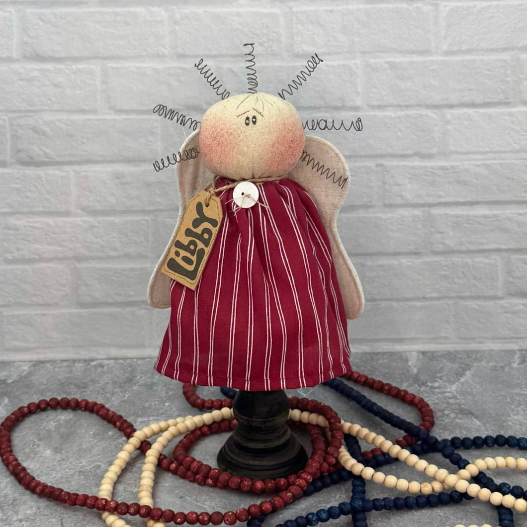Honey and Me Farmhouse Libby the Americana Angel Doll on Small Spindle - The Primitive Pineapple Collection