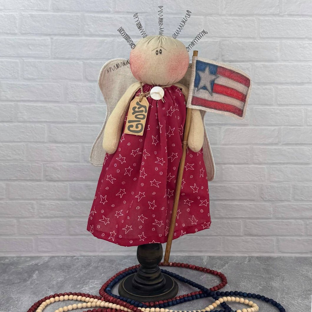 Honey and Me Farmhouse Glory the Americana Angel Large Doll on Spindle - The Primitive Pineapple Collection