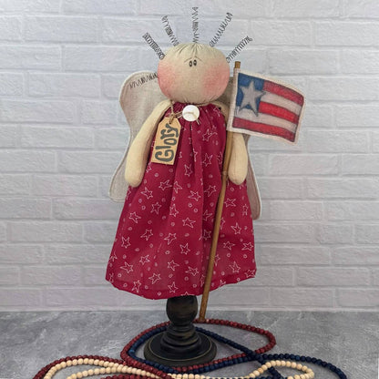 Honey and Me Farmhouse Glory the Americana Angel Large Doll on Spindle - The Primitive Pineapple Collection