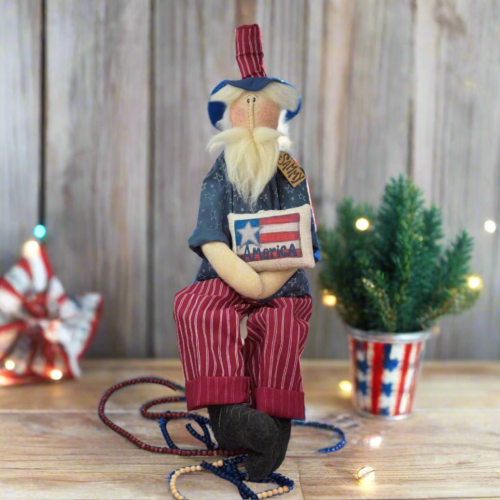 Honey and Me Americana Sammy the Uncle Sam 30&quot; - The Primitive Pineapple Collection