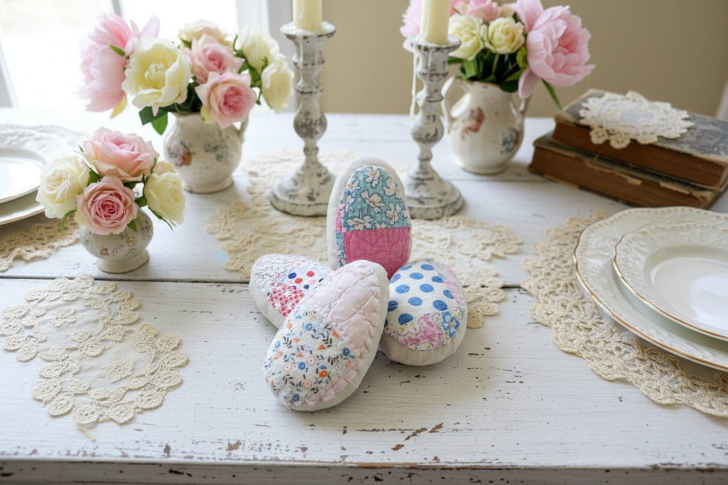 Handcrafted Spring 5” Quilted Fabric Easter Egg Ornament - The Primitive Pineapple Collection