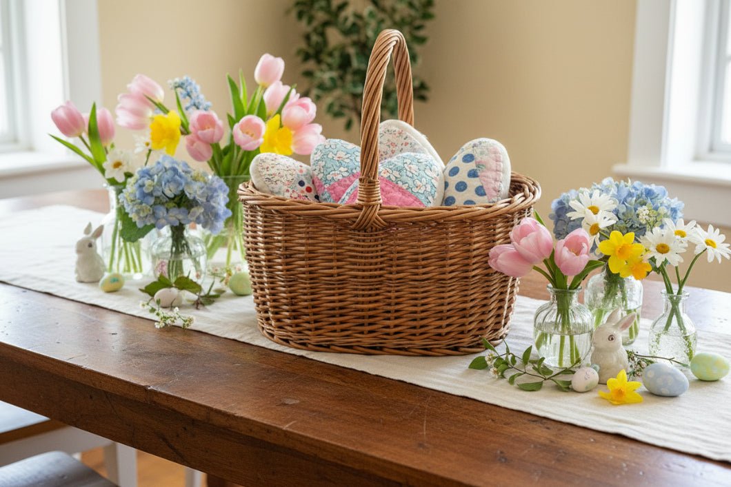 Handcrafted Spring 5” Quilted Fabric Easter Egg Ornament - The Primitive Pineapple Collection