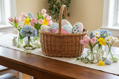 Handcrafted Spring 5” Quilted Fabric Easter Egg Ornament - The Primitive Pineapple Collection