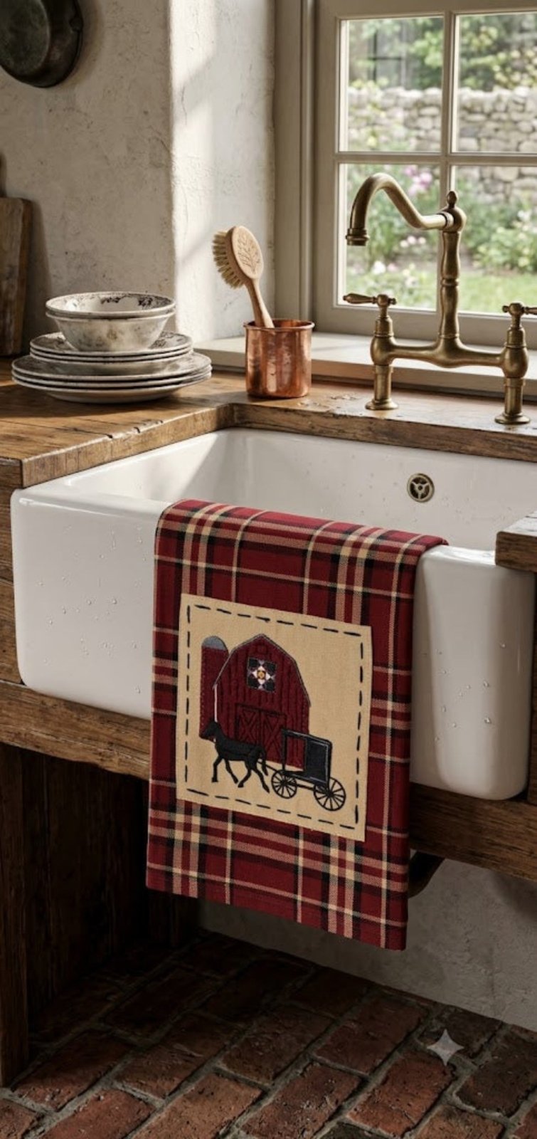 Primitive Farmhouse Barn Kitchen Towel | Cotton | 18x28 in - The Primitive Pineapple Collection
