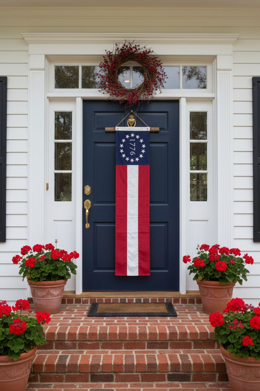 Primitive 65" Weather Proof 1776 American Flag Barn Banner - The Primitive Pineapple Collection