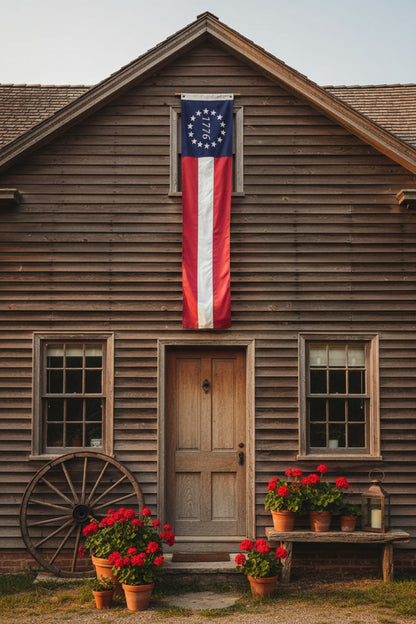 Primitive 90" Weather Proof 1776 American Flag Barn Banner