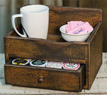 Primitive Handcrafted Distressed Aged Wood High Back K Cup Holder - The Primitive Pineapple Collection