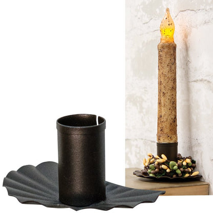 Primitive Country Half Taper Crimp Window Sill Candle Holder Farmhouse - The Primitive Pineapple Collection