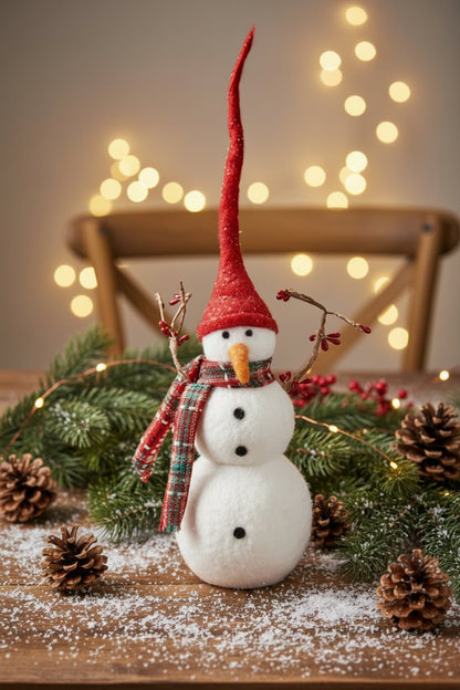 Primitive Christmas Large Snowman W/ Berry Branch Arms - The Primitive Pineapple Collection