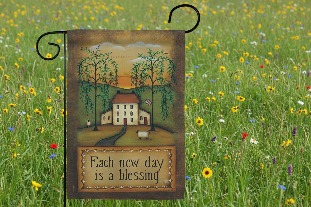 Farmhouse Each New Day Country Living Primitive Sweet Home Decor Flag - The Primitive Pineapple Collection