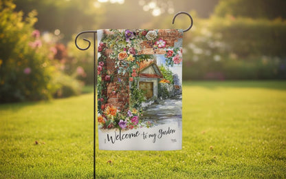 My Garden View Floral Garden Flag - Farmhouse Decor - The Primitive Pineapple Collection