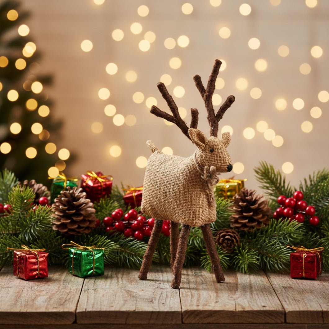 Primitive Tweedie Small Brown Christmas Reindeer - The Primitive Pineapple Collection