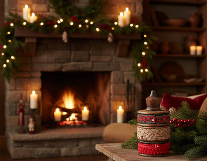 Primitive Christmas Wood Spools with Ribbon Set - The Primitive Pineapple Collection