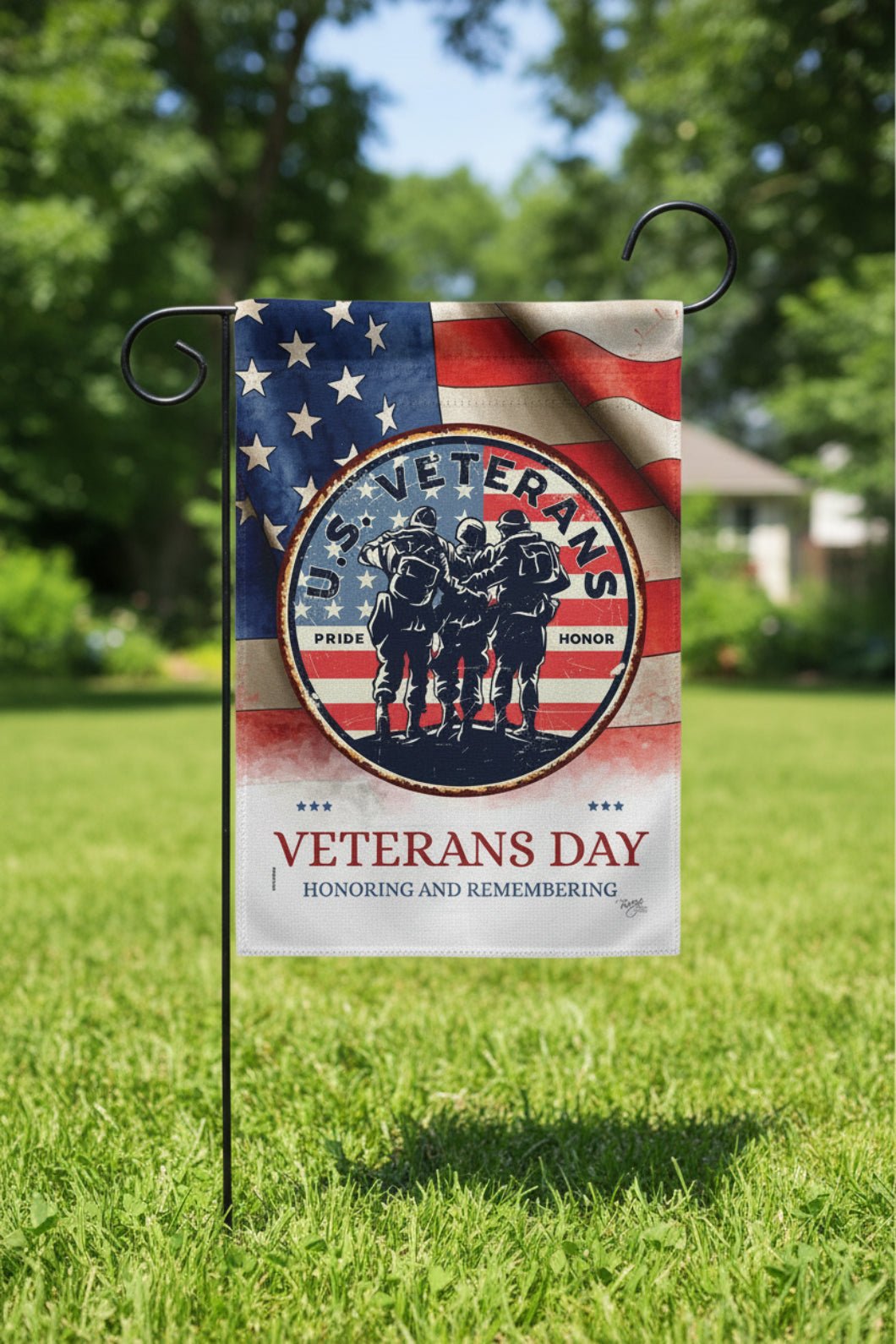 Farmhouse Patriotic USA Veterans Armed Forces Veteran Decor Garden Flag - The Primitive Pineapple Collection