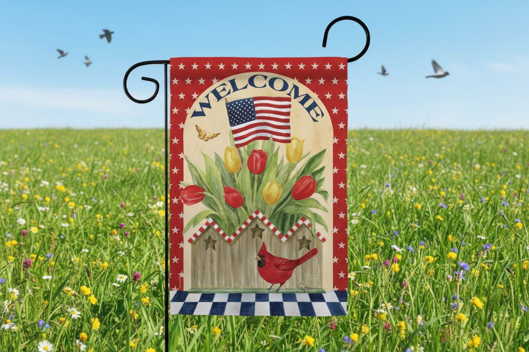 Farmhouse Patriotic Flowers Americana Star and Stripes Floral Flag - The Primitive Pineapple Collection