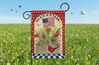 Farmhouse Patriotic Flowers Americana Star and Stripes Floral Flag - The Primitive Pineapple Collection