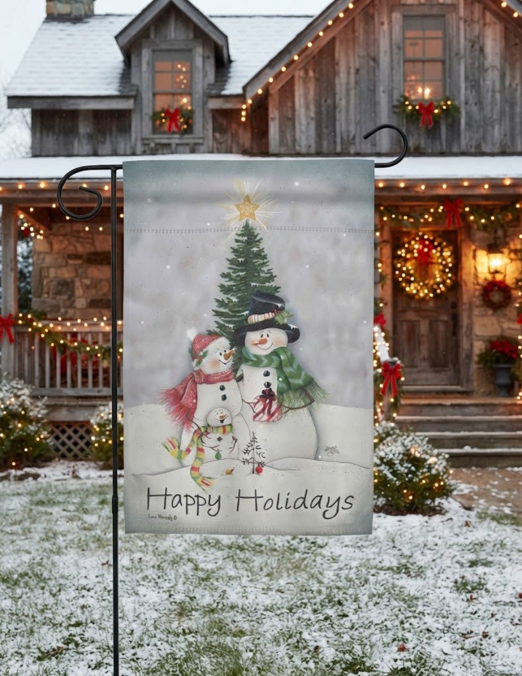 Christmas Snowman Family Winter Wonderland Flag - The Primitive Pineapple Collection