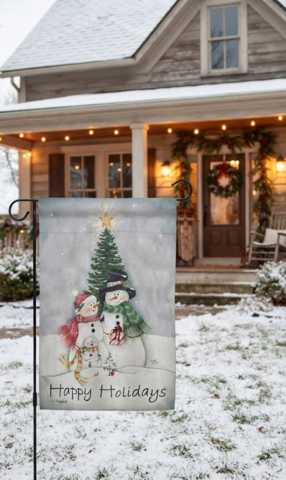 Christmas Snowman Family Winter Wonderland Flag - The Primitive Pineapple Collection