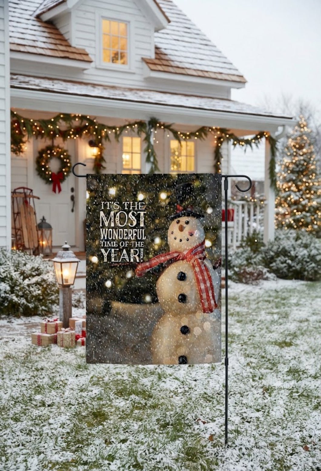 Christmas Snowman Most Wonderful Time Winter Wonderland Decor Flag - The Primitive Pineapple Collection