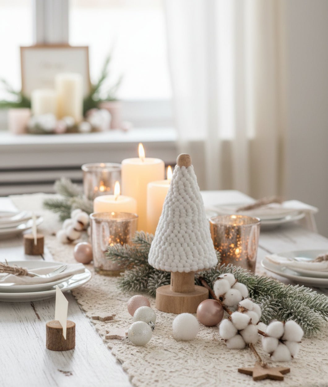 Farmhouse Pom Pom Ribbon Tree Spool 6Mm/5Yd White Cotton Christmas - The Primitive Pineapple Collection