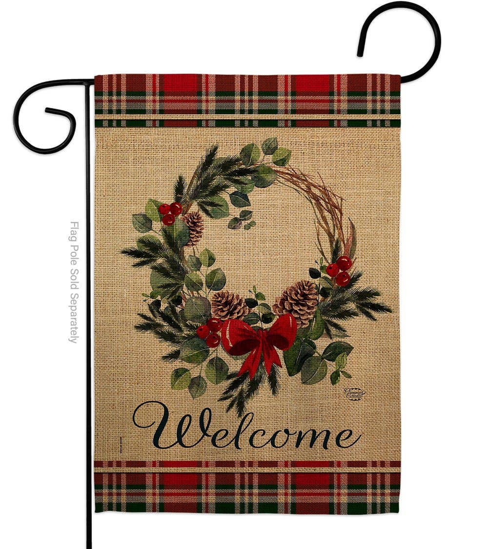 Welcome Winter Wreath Wonderland Decor Flag - The Primitive Pineapple Collection