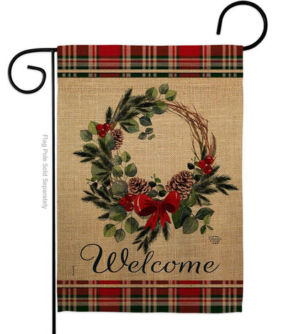 Welcome Winter Wreath Wonderland Decor Flag - The Primitive Pineapple Collection