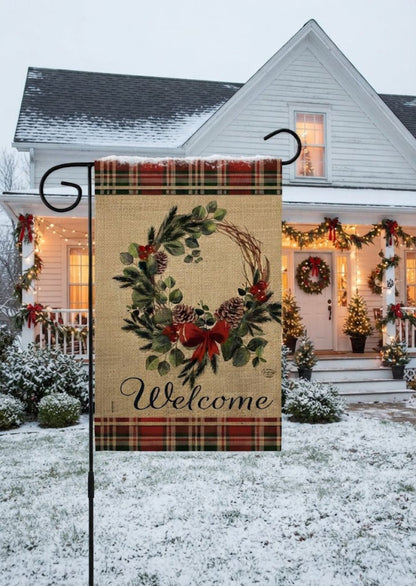 Welcome Winter Wreath Wonderland Decor Flag - The Primitive Pineapple Collection