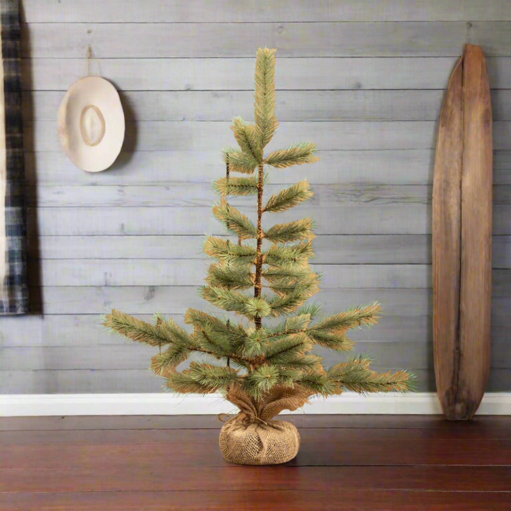 Ragon House Primitive Farmhouse Rustic 24" Colonial Foxtail Pine Tree w/ Burlap Base - The Primitive Pineapple Collection